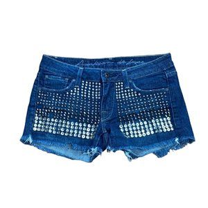 Artisan De Luxe Metal Spike Studded Cut Off Denim Shorts